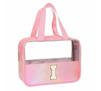 Neceser de Aseo Transparente, Bolsa de Cosméticos Impermeable, Grande Neceser Maquillaje Portátil, Organizador para Mujeres y niñas, Regalo Cumpleaños Navidad para Novias Mejores Amigas, Rosa I