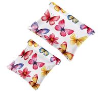 Neceser de bolsillo para mujer, de piel impermeable, sin cremallera, con cierre automático, para niñas, mini bolso de mano, diseño de mariposas y cielo estrellado, Multicolor 08, 7.1x5.8 inch/4.7x4.5