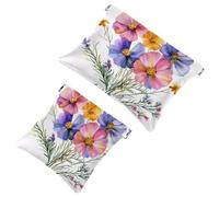 Neceser de bolsillo para mujer, de piel impermeable, sin cremallera, con cierre automático, para niñas, mini bolso para bolso, flores silvestres coloridas y mariposas, multicolor 07, 7,1 x 5,8