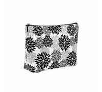 Neceser de chenilla con diseño de dalia, bolsa de aseo de viaje, regalo para mujer, Negro , Clásico