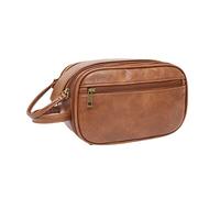 Neceser de Cuero para Hombres, Neceser de Viaje, Kit de Afeitado Dopp, Organizador de Maquillaje para baño con Bolsa Seca y húmeda