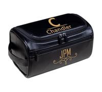 Neceser de cuero personalizado para hombre - Kit de Dopp personalizado con gancho, monograma de nombre grabado, padrinos de boda, marido, día del padre, boda