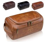 Neceser de cuero personalizado para hombre, kit personalizado con inicial, bolsa de aseo de viaje para él, gran regalo para papá, marido, hijo, cumpleaños
