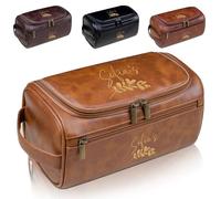 Neceser de cuero personalizado para hombres, kit de Dopp con inicial grabada personalizada, bolsa de afeitado de viaje para él, regalo para marido, papá, hijo, abuelo, cumpleaños, Navidad