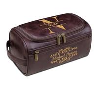 Neceser de cuero personalizado, regalo personalizado para padrinos de boda con nombre/inicial, perfecto para marido, papá, novio, aniversario, cumpleaños, Navidad