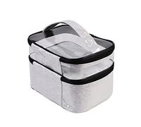 Neceser de doble capa para cosméticos, neceser de maquillaje, color negro transparente, 21 x 16 x 18 cm, Blanco, 21 x 16 x 18 cm, 21 x 16 x 18cm, como se muestra en la