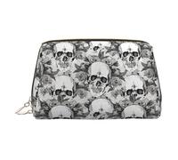 Neceser de esqueleto de calavera, organizador de maquillaje fácil de transportar para brochas de maquillaje, pintalabios, Gold, Talla única, Neceser