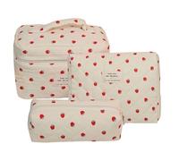 Neceser de gran capacidad con estampado floral, cremallera doble, organizador de maquillaje de viaje para guardar artículos de tocador, artículos de papelería, Power Pause (beis, 19 x 8 x 6 cm)
