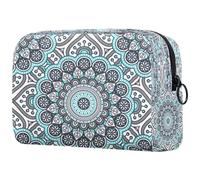 Neceser de henna gris psicodélico para mujer, neceser de viaje, neceser de viaje, bolsa organizadora de maquillaje con cremallera, multicolor, 18.5x7.5x13cm/7.3x3x5.1in, Neceser