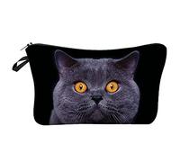 Neceser de mano con diseño de gato impreso en 3D europeo y americano, bolsa de mano para mujer, bolsa de lavado de tela vaquera, a, Talla única