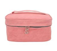 Neceser de Mano, Organizador Portátil de Piel Sintética, Impermeable, Gran Capacidad, Correa de Muñeca Ampliada con Bolsa Divisora para Almacenamiento en el Hogar (Rosa Coral)