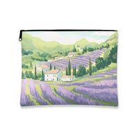 Neceser de maquillaje artístico, bolsa de viaje para cosméticos Lavender Fields para mujer, organizador portátil de lona con cremallera, perfecto para uso diario y s, Violeta, 7x9 Inch, Lavanda