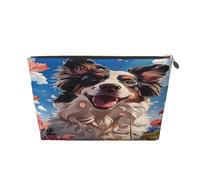 Neceser de Maquillaje Border Collie Floral Dog Sky (2) para Mujer, 7 x 2,4 5 Pulgadas.