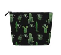 Neceser de maquillaje con diseño de cactus de gran capacidad, portátil, con cremallera, resistente al agua