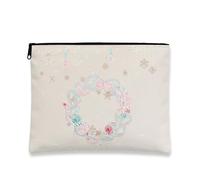 Neceser de Maquillaje con diseño de Corona para Mujer, Bolsa de Viaje para cosméticos navideña, Bolsa pequeña de Lona con Cremallera, Organizador de artículos de tocador navideños de 18 x 23 cm.