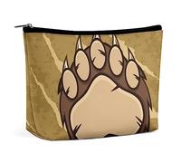 Neceser de Maquillaje con diseño de Garras de Pata marrón, de Piel sintética, Resistente al Agua, para Bolso/Bolsa de Maquillaje/Neceser, diseño de Oso Grizzly, Bolsa de Maquillaje de Viaje portátil