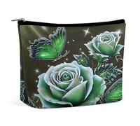 Neceser de maquillaje con diseño de mariposa rosa verde brillante, organizador de artículos de aseo de viaje, estuche de cosméticos para mujer, regalos de cumpleaños para mamás, niñas, mujeres y herma