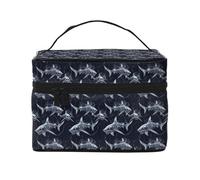 Neceser de maquillaje con estampado de calavera de tiburón oscuro, bonitas bolsas de cosméticos para mujeres, bolsa organizadora de maquillaje de viaje grande