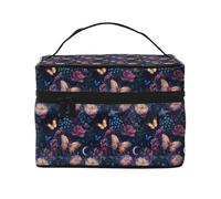 Neceser de maquillaje con estampado de mariposas moradas, bonitas bolsas de cosméticos para mujeres, bolsa organizadora de maquillaje de viaje grande