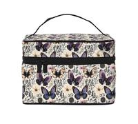 Neceser de maquillaje con estampado de mariposas moradas, bonitas bolsas de cosméticos para mujeres, bolsa organizadora de maquillaje de viaje grande