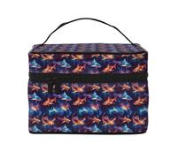 Neceser de maquillaje con estampado de tiburón de fantasía, bonitas bolsas de cosméticos para mujeres, bolsa organizadora de maquillaje de viaje grande