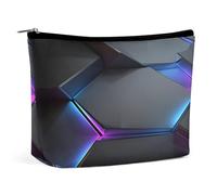 Neceser de maquillaje con estampado hexagonal geométrico que brilla en el neón, organizador de artículos de aseo de viaje, estuche de cosméticos para mujer, regalos de cumpleaños para mamás, niñas, mu