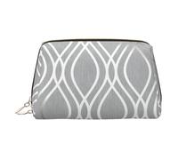 Neceser de maquillaje con figura geométrica plateada con divisor, bolsa de aseo de viaje, bolsa de cosméticos portátil, Gold, One Size