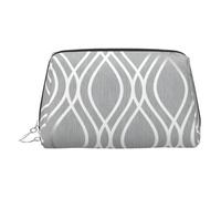 Neceser de maquillaje con figura geométrica plateada con divisor, bolsa de aseo de viaje, bolsa de cosméticos portátil, Silver, One Size