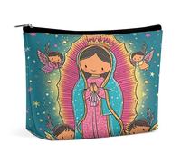 Neceser de maquillaje con fondo estrellado de Madonna con ángeles, organizador de artículos de aseo de viaje, estuche de cosméticos para mujer, regalos de cumpleaños para mamás, niñas, mujeres y herma