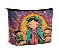 Neceser de maquillaje con fondo estrellado de Madonna con ángeles, organizador de artículos de aseo de viaje, estuche de cosméticos para mujer, regalos de cumpleaños para mamás, niñas, mujeres y herma