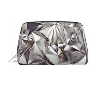 Neceser de maquillaje con patrón de diamante con divisor, bolsa de aseo de viaje, bolsa de cosméticos portátil, Silver, One Size