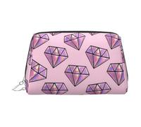 Neceser de maquillaje con patrón de diamante rosa con divisor, bolsa de aseo de viaje, bolsa de cosméticos portátil, Silver, One Size