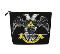 Neceser de Maquillaje de cáñamo sintético con diseño de masonería y rito escocés. Bolsa de Viaje, Neceser, Bolsa de Aseo, ecológica y Duradera, con Cremallera. 24 x 17 cm.