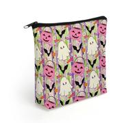 Neceser de maquillaje de Halloween con forma de fantasma, murciélago, caramelo, margarita y flor para mujer. Bolsa de cosméticos, neceser de viaje, bolsa de aseo y bolsas de almacenamiento para el bañ