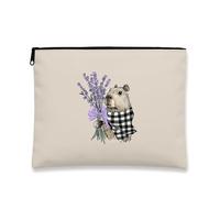 Neceser de maquillaje de lavanda Capybara, bonita bolsa de cosméticos con ilustración de animales para mujeres, bolsa pequeña portátil de lona con cremallera, organizador de artículos de tocador de