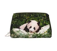 Neceser de maquillaje de piel dorada, con bonito estampado de panda pequeño, organizador de artículos de aseo portátil, bolsa con cremallera para uso diario, Gold, Talla única