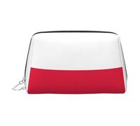 Neceser de maquillaje de piel dorada, con estampado de bandera polaca, bolsa de cosméticos de viaje con organizador, bolsa de aseo portátil para uso diario, Silver, Talla única