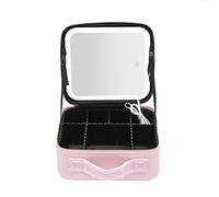 Neceser de maquillaje de viaje con espejo iluminado, brillo ajustable, 3 escenarios de color, bolsa de maquillaje, bolsa de cosméticos, para almacenamiento de todo tipo de cosméticos y herramientas de