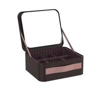 Neceser de Maquillaje de Viaje con Espejo LED Extraíble y Luces Ajustables, Bolsa Organizadora de Cosméticos Portátil con Separadores Modulares, Compartimento para Brochas y Función Tocador