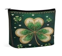 Neceser de Maquillaje Green Clover Heart, Organizador de artículos de Aseo de Viaje, Estuche de cosméticos para Mujer, Regalos de cumpleaños para mamás, niñas, Mujeres y Hermanas.