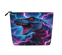 Neceser de Maquillaje Lightnings Electric T-Rex Roar Dinosaurio para Mujer, Neceser de Viaje portátil con Cremallera y Organizador.