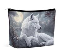 Neceser de Maquillaje Mystical Wolf & Moon para Mujer, con Cremallera, para Viaje, Neceser, cosméticos.