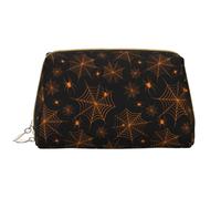 Neceser de maquillaje, neceser de viaje, neceser de viaje para mujer, Halloween, telaraña naranja, bolsa de maquillaje creativa, gran capacidad, bolsa de maquillaje, organizador, bonita bolsa de