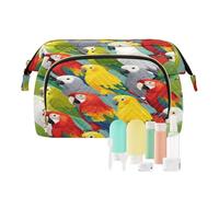 Neceser de maquillaje para cosméticos, loro, flocado, guacamayo, cacatúa, bolsa de joyería con cremallera para cosméticos grandes