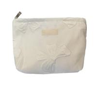 Neceser de Maquillaje para Mujer con Estampado de Lazos, Gran Capacidad, Neceser de Viaje, Neceser para Mujer, para Viajes y Uso Diario, de Tela (Blanco como la Leche)