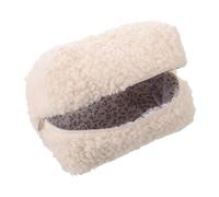 Neceser de Maquillaje Peludo Portátil Beige de Felpa Suave | Organizador Compacto para Bolso o Equipaje, Textura Mullida, Adecuado para Rutina Rápida y Protección