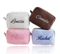 Neceser De Maquillaje Personalizado Con Nombre Bordado, Neceseres De Viaje Portátiles, Bolsos Personalizados Con Tejido De Gofre, Neceser Para Damas De Honor, Multicolor(9.5x16x22cm)