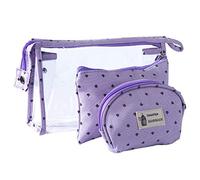 Neceser de Maquillaje Transparente Impermeable PVC para Mujer, Bolsa de cosméticos de Viaje, Bolsa de Almacenamiento para Vacaciones, Morado, 3 Sizes