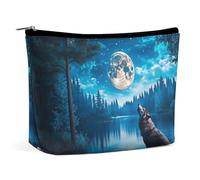 Neceser de Maquillaje Wolf by The Moonlit Lake para Bolso, Bolso para Mujer con Cremallera, Neceser de Viaje, Neceser para Maquillaje, artículos de tocador y cosméticos.