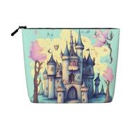 Neceser de Mujer con Estampado de Castillo de Cuento de Hadas, de Lino sintético, de Gran Capacidad, Ideal para el día a día.